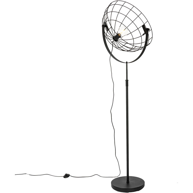 foto del prodotto lampada da terra hanze industriale acciaio nero tondo max. 1 x watt qazqa