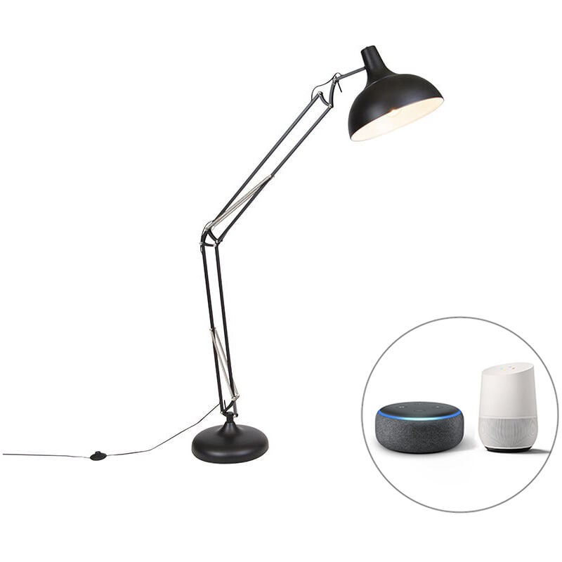 foto del prodotto lampada da terra hobby fl retr acciaio nero tondo e27 max. 1 x 4.9 watt qazqa