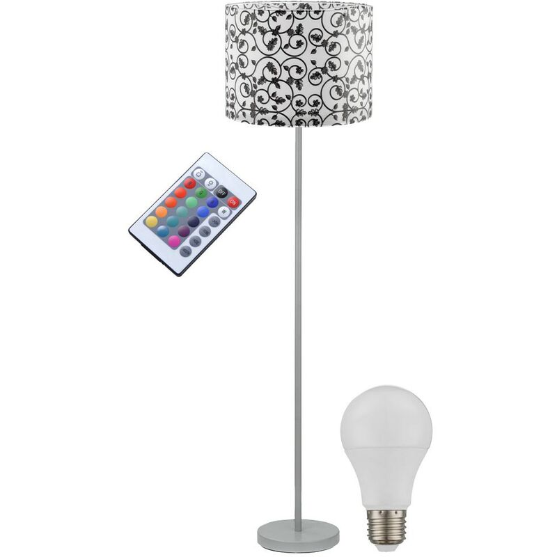 foto del prodotto lampada da terra, illuminazione che cambia colore in un set che include lampadine led rgb