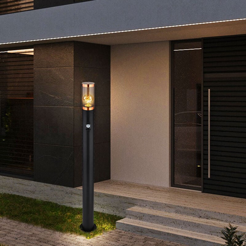 foto del prodotto lampada da terra illuminazione da esterno lampada da terra fum rame esterno con rilevatore di movimento giardino acciaio inox, plastica, 1x e27, dxh