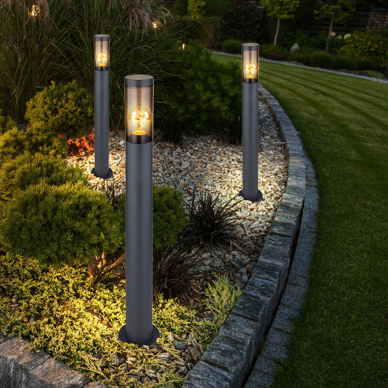 foto del prodotto lampada da terra illuminazione per esterni lampada a stelo fumo antracite lampada da terra per esterni da giardino, acciaio inossidabile plastica, 1x