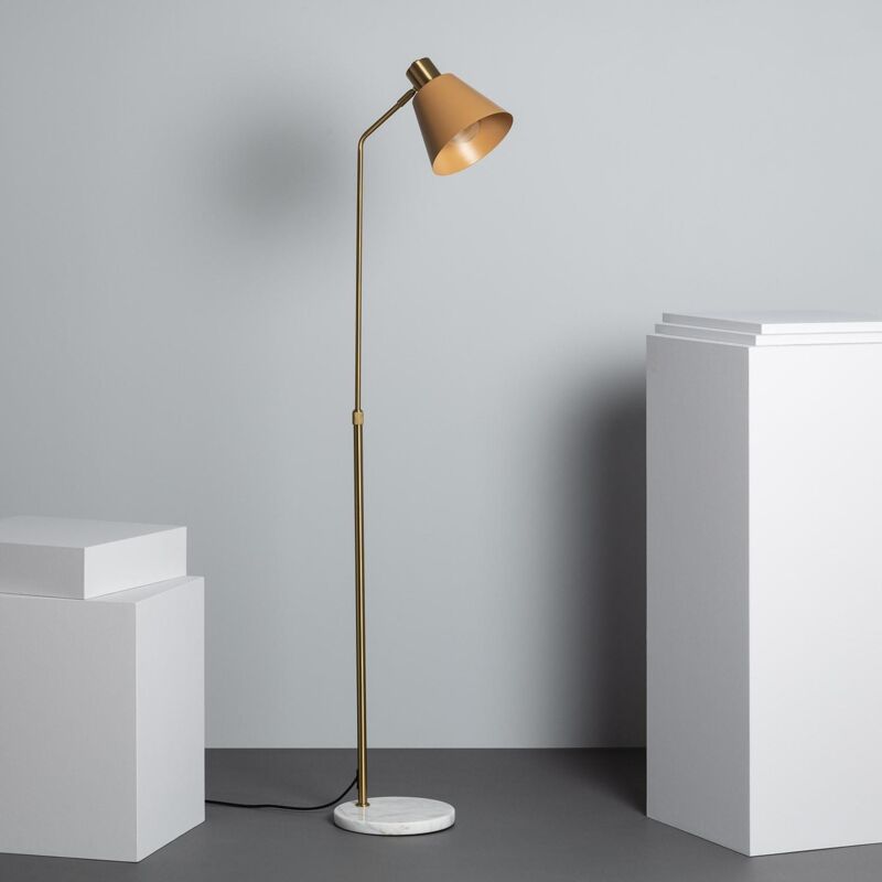 foto del prodotto lampada da terra in alluminio e marmo vinci oro