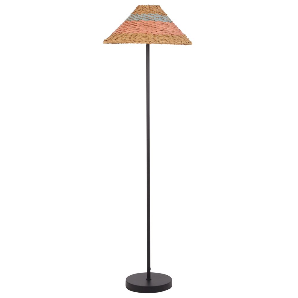 foto del prodotto lampada da terra in corda di carta fatta a mano in beige stile boho soggiorno camera da letto