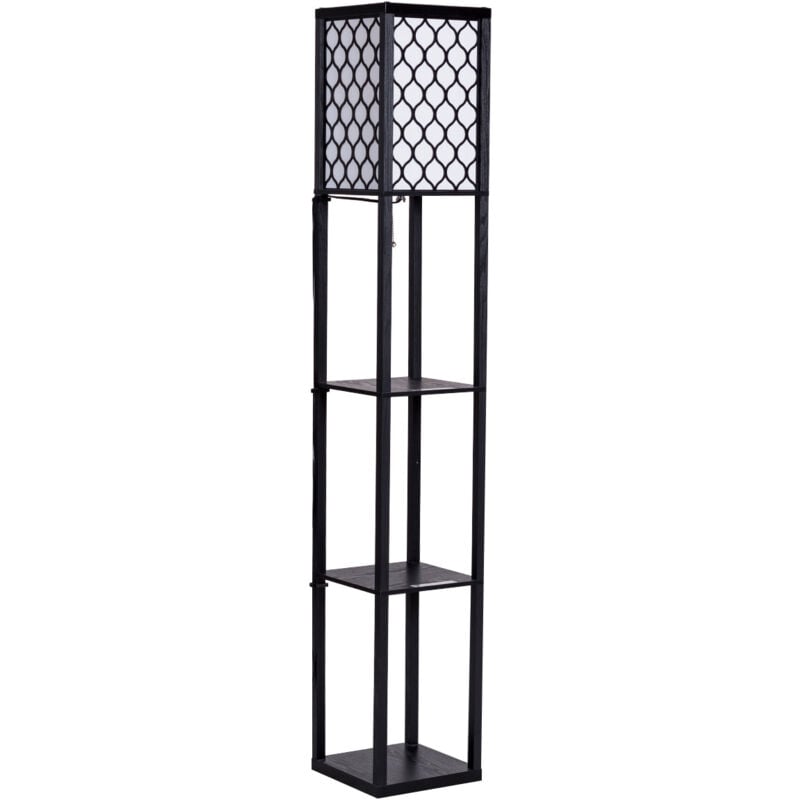 foto del prodotto lampada da terra in legno 1,6 m lampada da soggiorno con 3 ripiani portaoggetti design scandinavo per camera da letto lampadina da 40 watt non