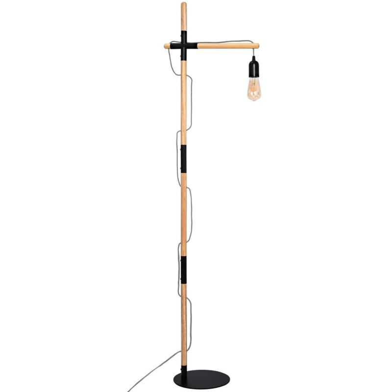 foto del prodotto lampada da terra in legno e alluminio natural wood .