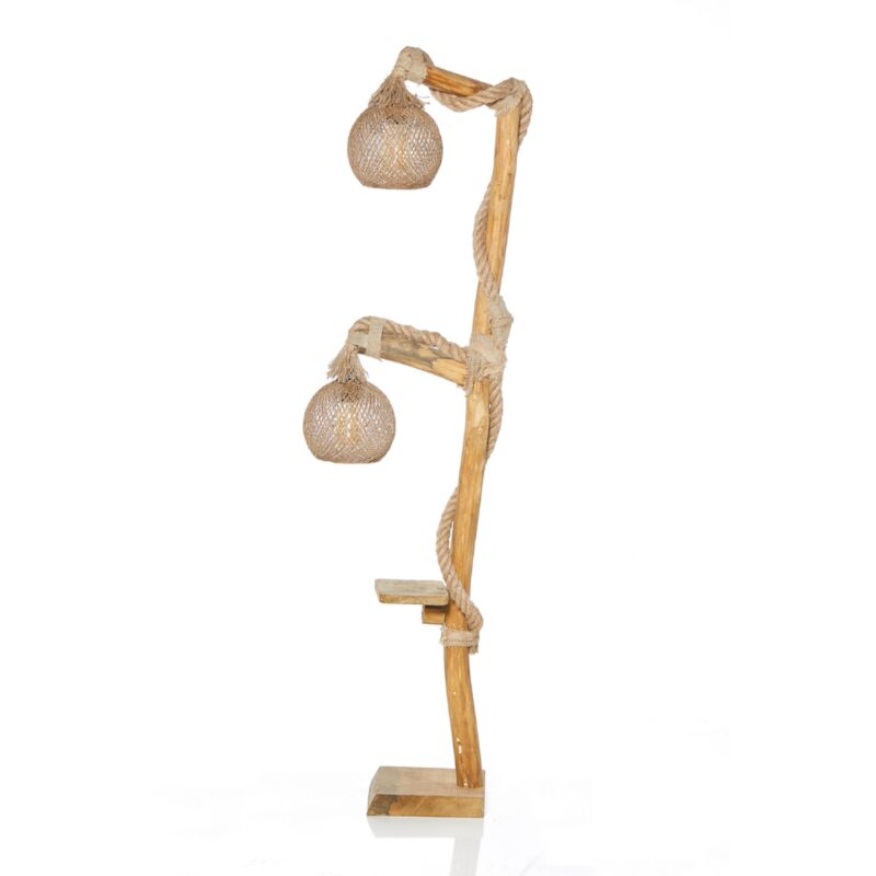 foto del prodotto lampada da terra in legno e corda con cerchio alex