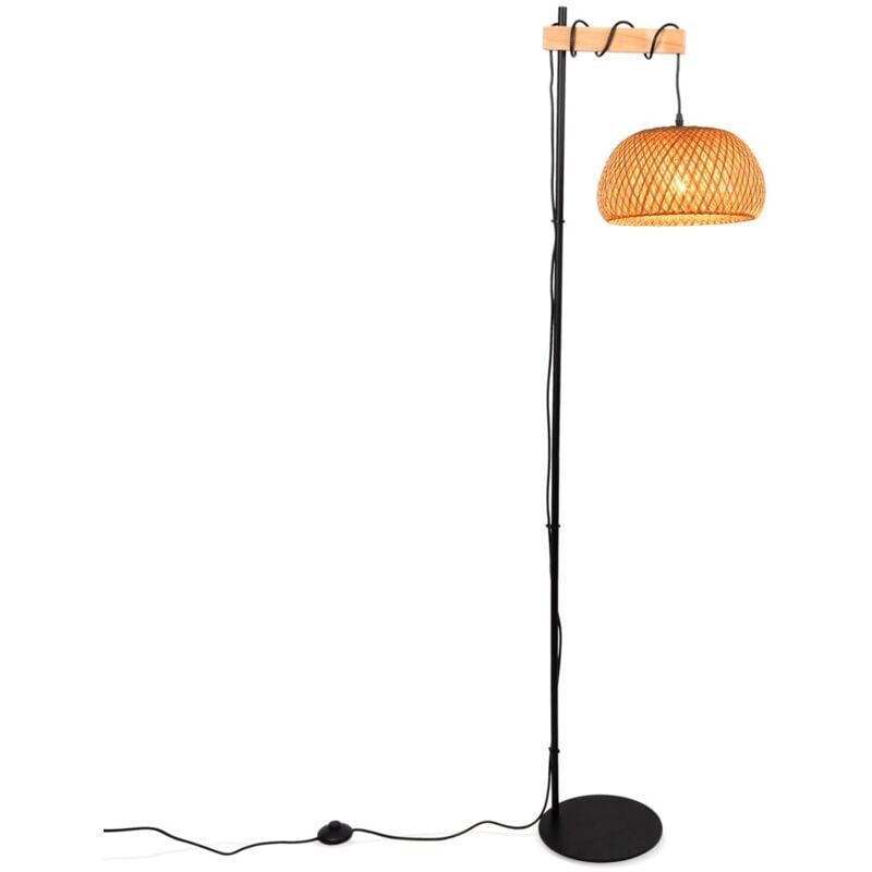 foto del prodotto lampada da terra in legno e vimini 'frankie' - e27