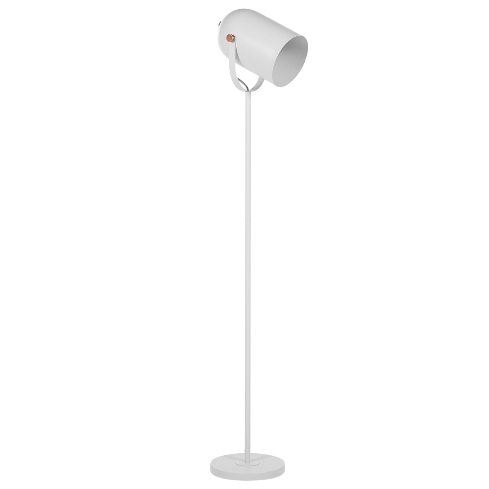 foto del prodotto lampada da terra in metallo bianco 156 cm faretto paralume orientabile industriale home office