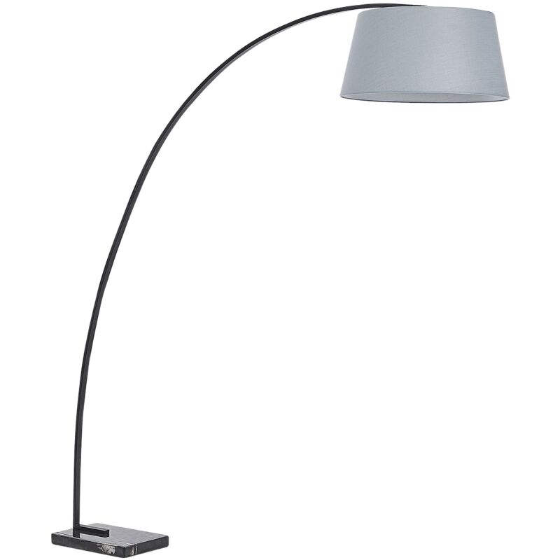 foto del prodotto lampada da terra in metallo grigio 188 cm struttura curva paralume benue