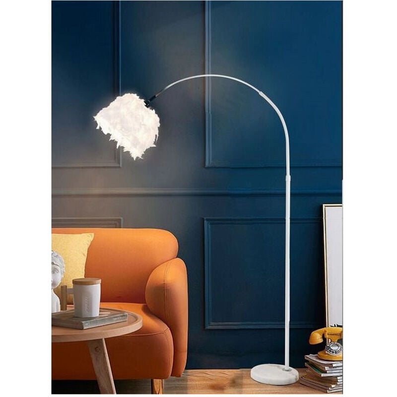 foto del prodotto lampada da terra in metallo piuma attacco e27 max.60w 185x110 cm bianco rosa d26 - bianco - trade shop traesio