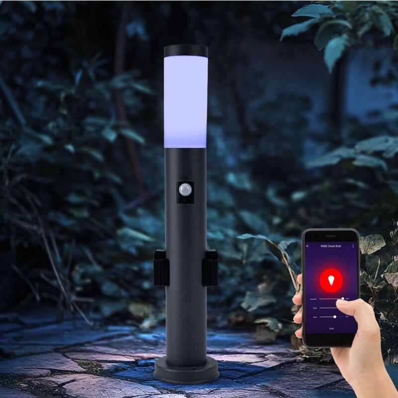 foto del prodotto lampada da terra intelligente da esterno con rilevatore di movimento, luce da giardino dimmerabile, voce, controllo tramite app, led rgb 8,5w 806lm