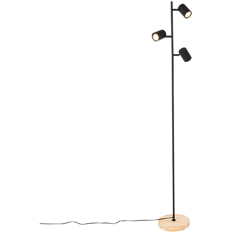 foto del prodotto lampada da terra jeana moderno acciaio,legno legno nero oblungo max. 3 x watt qazqa