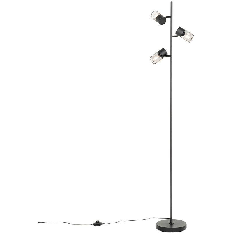 foto del prodotto lampada da terra jim industriale acciaio nero oblungo max. 3 x watt qazqa