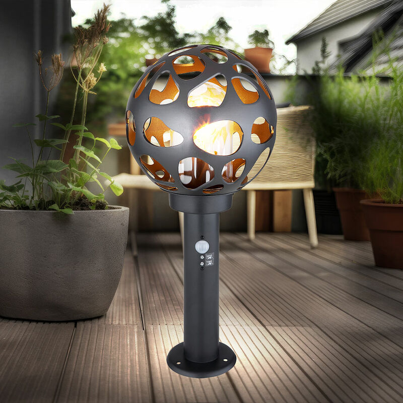 foto del prodotto lampada da terra lampada a piedistallo con rilevatore di movimento lampada a sfera con rilevatore di movimento esterno esterno, acciaio inossidabile