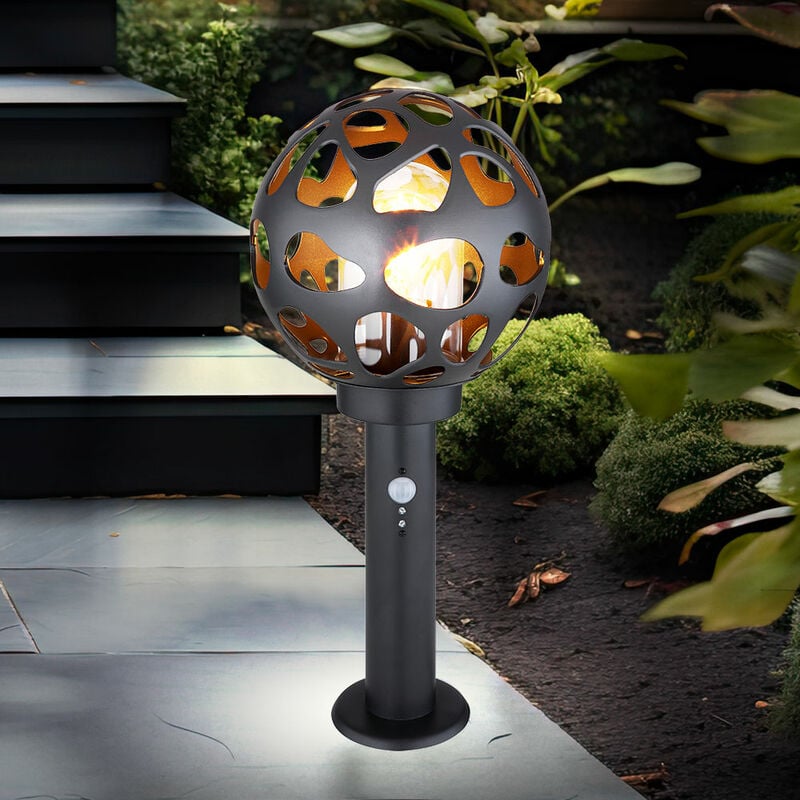foto del prodotto lampada da terra lampada a piedistallo con rilevatore di movimento lampada a sfera con rilevatore di movimento esterno esterno, acciaio inossidabile