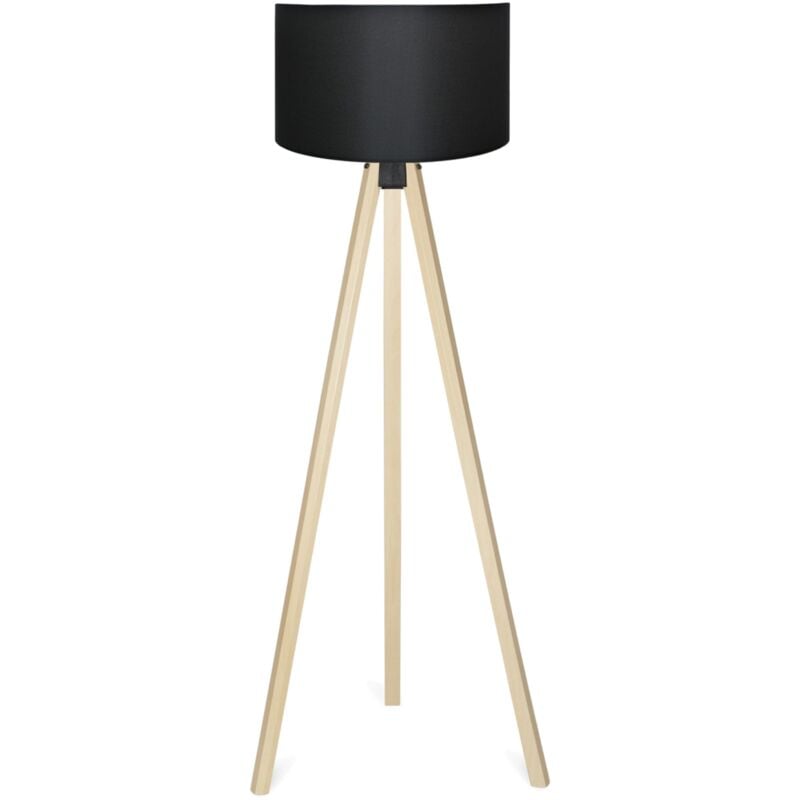foto del prodotto lampada da terra lampada altezza 140 cm e27 effetto legno nero