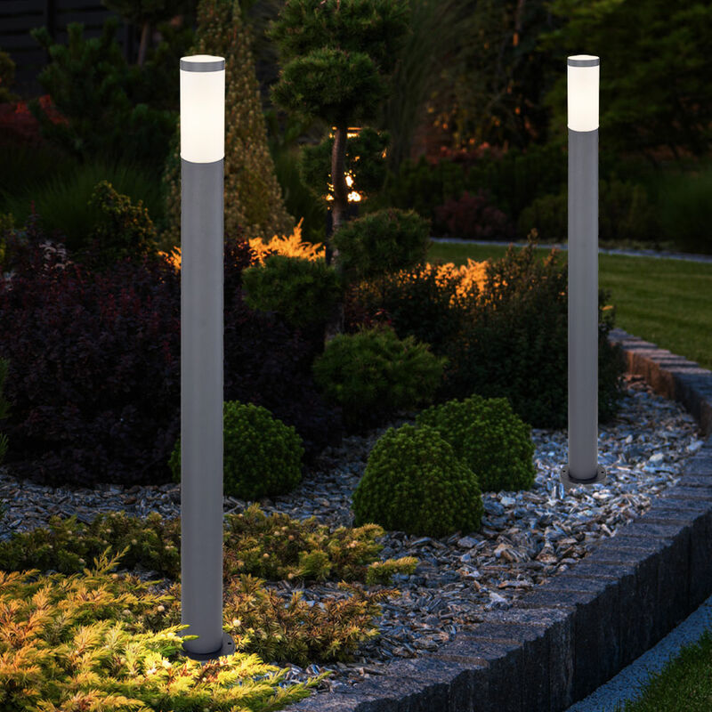 foto del prodotto lampada da terra lampada da esterno lampada da giardino lampada da terra lampada da vialetto terrazza ip44, acciaio inox antracite opalino, 1x