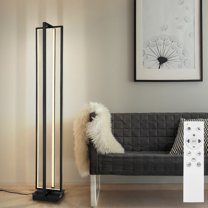 foto del prodotto lampada da terra lampada da soggiorno dimmerabile con telecomando colonna luminosa a led circuito cct, metallo, 1x led 43w 1500lm 2700 6500k, lxpxh