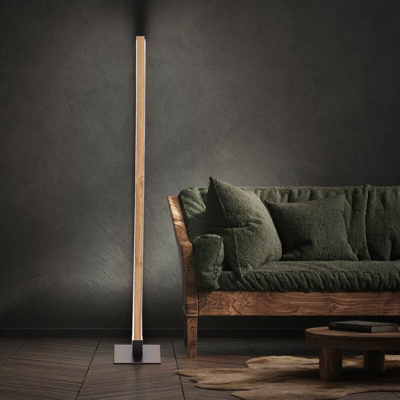 foto del prodotto lampada da terra, lampada da soggiorno, lampada da terra, colonna luminosa moderna, lampada in legno, dimmerabile, metallo, nero, led 3w 1800lm 3000k