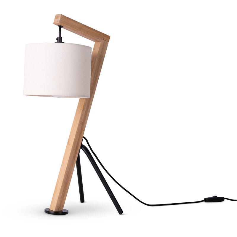 foto del prodotto lampada da terra lampada da tavolo soggiorno paralume lampada da lettura braccio lampada da tavolo bamb , bianco 16cm paco home