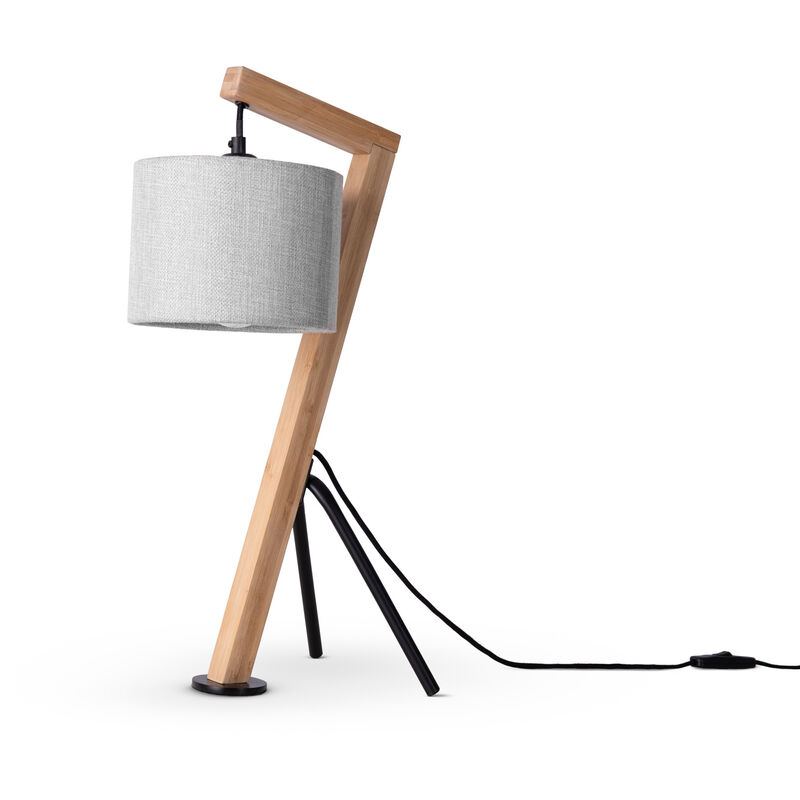 foto del prodotto lampada da terra lampada da tavolo soggiorno paralume lampada da lettura braccio lampada da tavolo bamb , grigio 16cm paco home