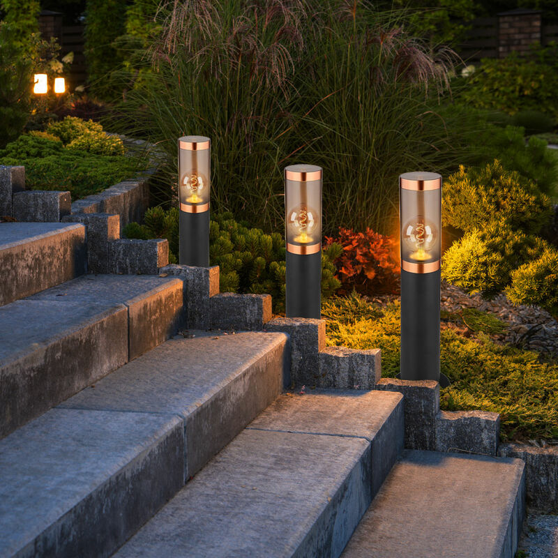 foto del prodotto lampada da terra lampada da terra illuminazione esterna lampada a piedistallo lampada da terra da giardino per esterni in rame fumo, acciaio