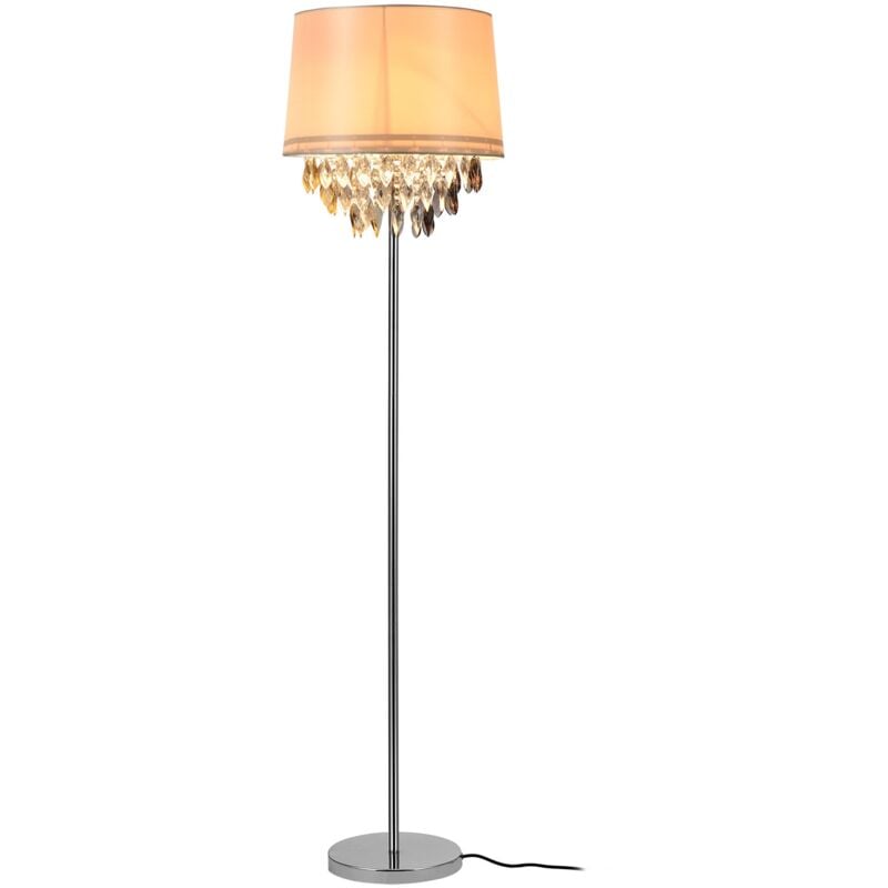 foto del prodotto lampada da terra lampada da terra in metallo cromato lucido tessuto 161 cm bianco
