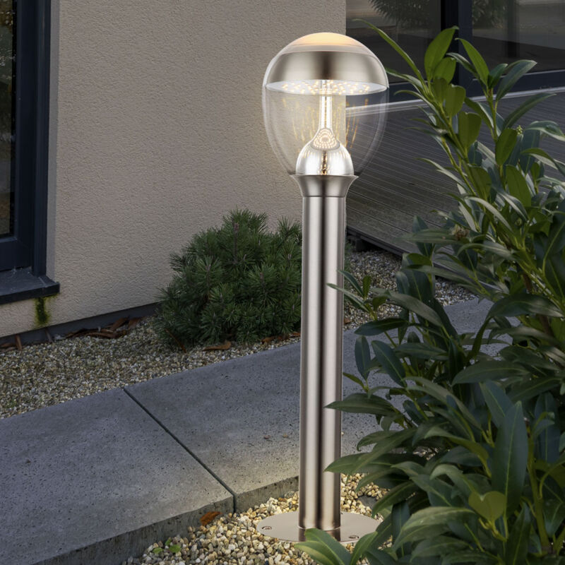 foto del prodotto lampada da terra, lampada da terra, lampada da esterno, lampada da percorso, lampada da giardino, balcone, ip44, argento, finitura satinata