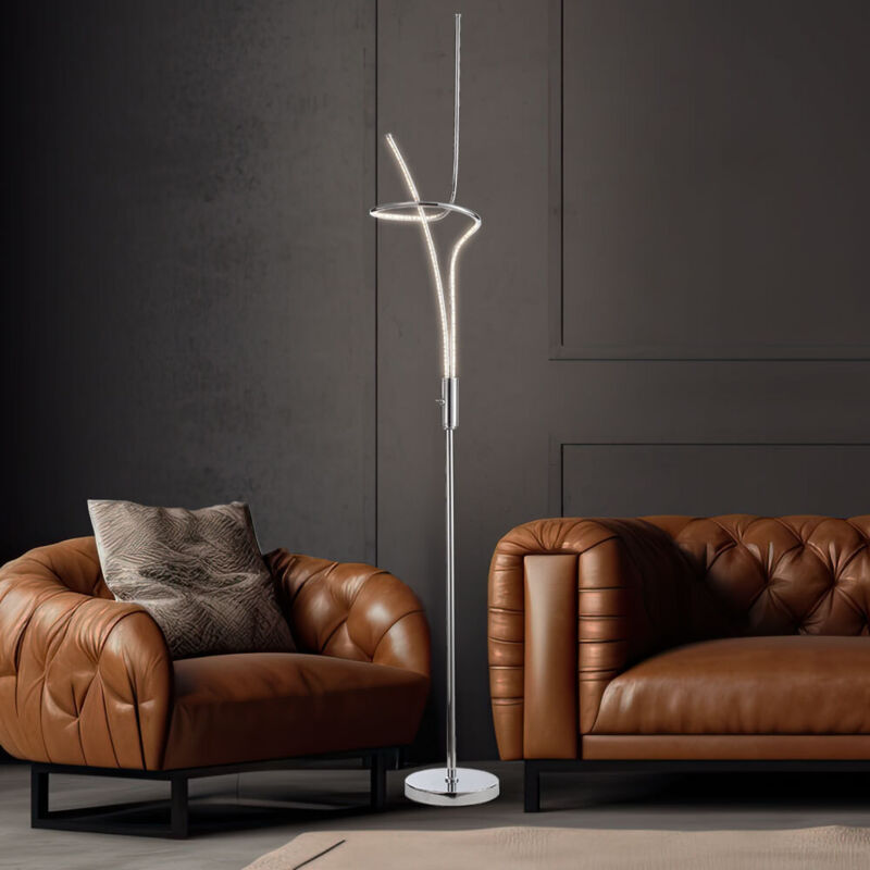 foto del prodotto lampada da terra lampada da terra lampada da terra design lampada cromo, acrilico, interruttore, led smd 20,1 watt 1600 lumen bianco caldo, dxh