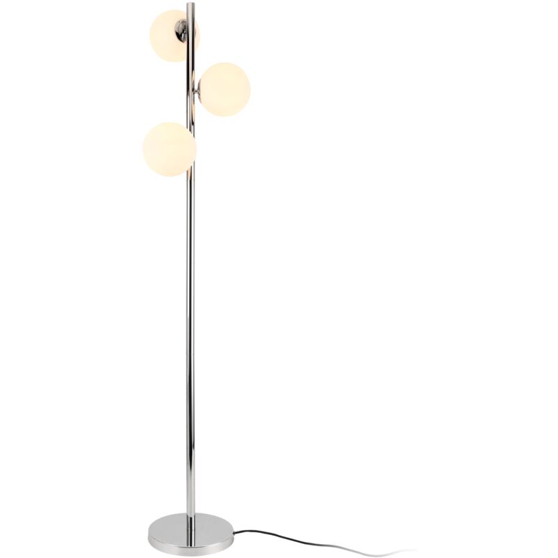 foto del prodotto lampada da terra lampada da terra lampada da terra metallo e vetro 3 x e14 154 cm cromo e bianco