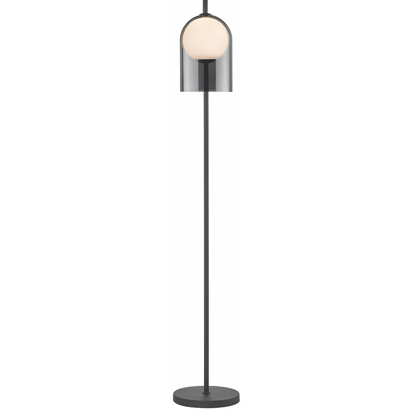 foto del prodotto lampada da terra lampada da terra nera lampada da terra in vetro soggiorno, metallo, fum , 1x e27, lxh 26 x 157 cm wofi 11301