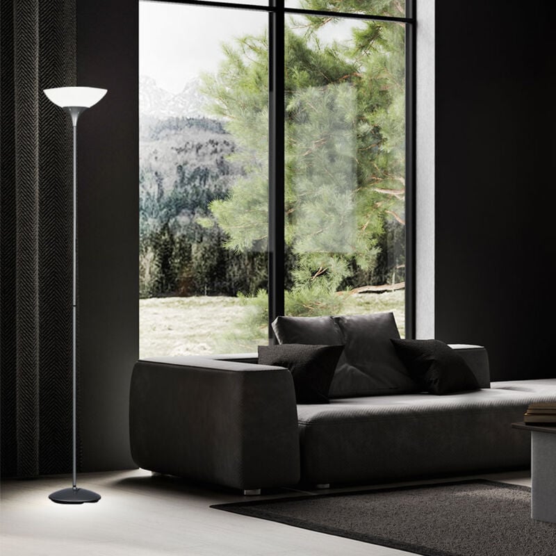 foto del prodotto lampada da terra lampada da terra uplighter lampada soggiorno, interruttore a cavo, metallo color titanio bianco, 1x attacco e27, dxh 28x180cm