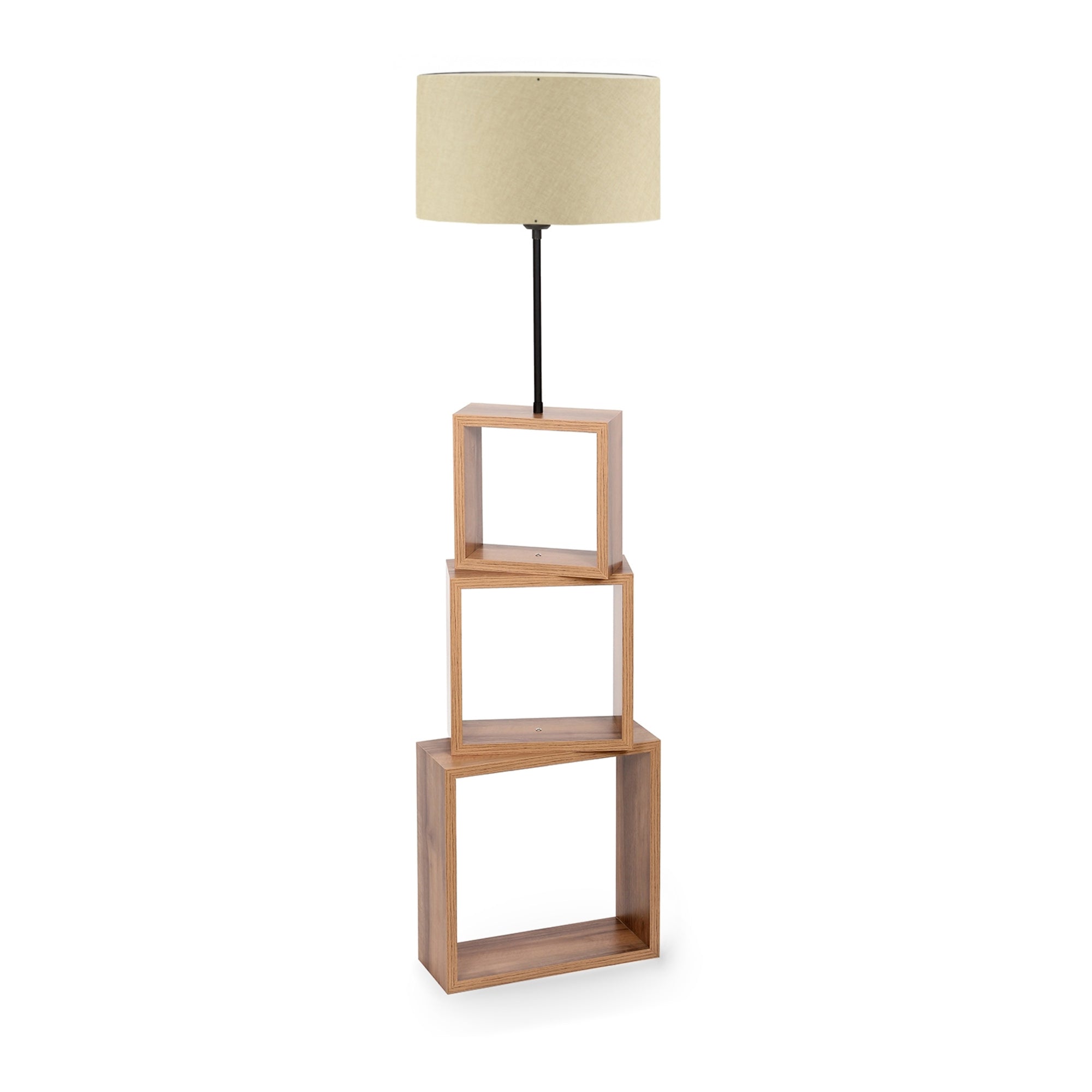foto del prodotto lampada da terra lampada plafoniera con ripiano altezza 140 cm e27 effetto legno nero crema 03 0007283