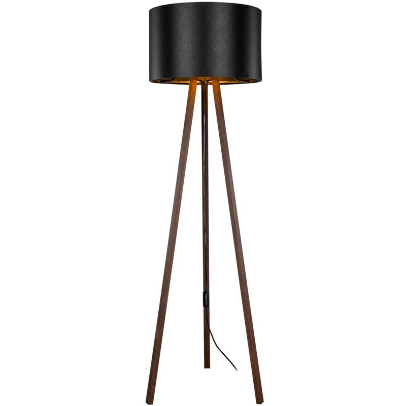foto del prodotto lampada da terra lampada treppiede altezza 136 cm e27 effetto noce nero