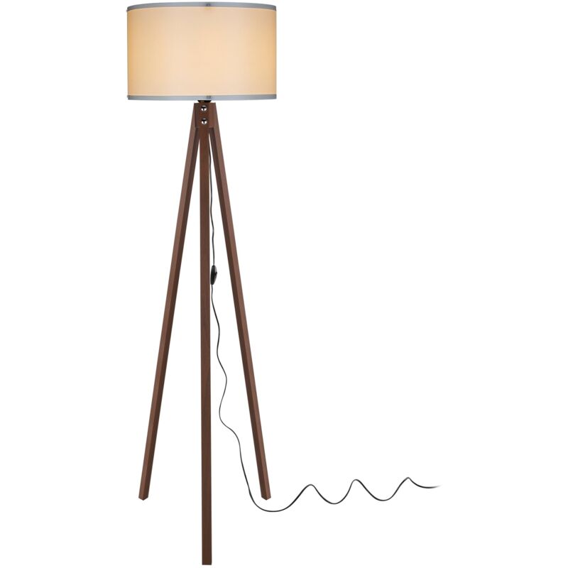 foto del prodotto lampada da terra lampada treppiede altezza 136 cm e27 effetto noce panna