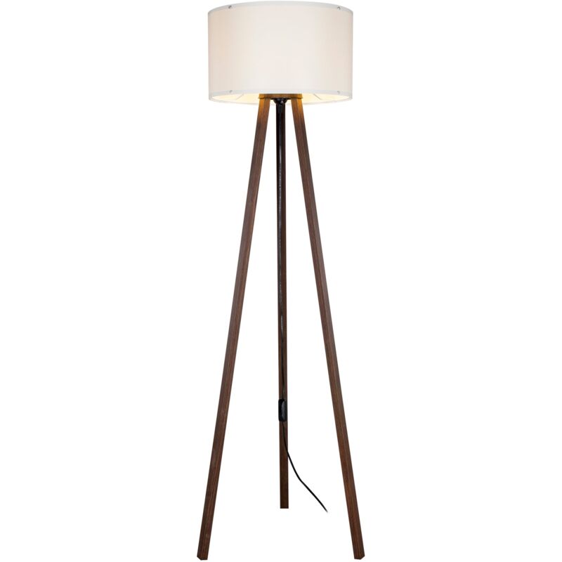 foto del prodotto lampada da terra lampada treppiede altezza 136 cm e27 effetto noce panna