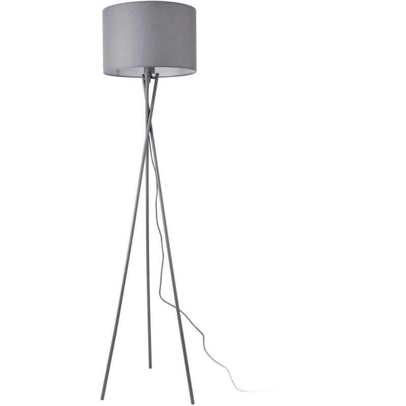 foto del prodotto lampada da terra lampada treppiede e27 tessuto metallo altezza 154 cm grigio