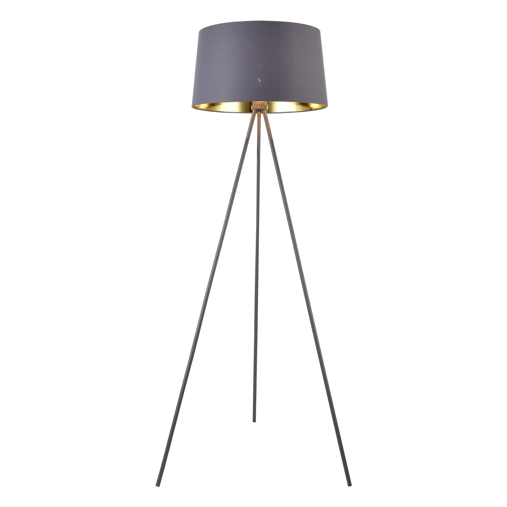 foto del prodotto lampada da terra lampada treppiede manchester e27 metallo tessile altezza 150 cm grigio dorato 03 0007327
