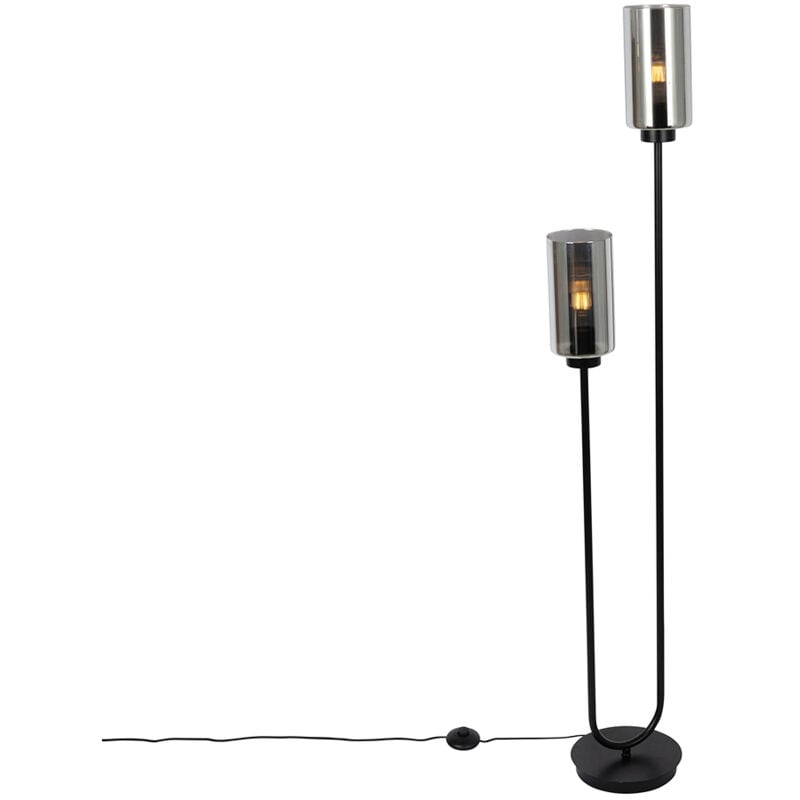 foto del prodotto lampada da terra laura moderno vetro,acciaio nero tondo e27 max. 2 x 7 watt qazqa