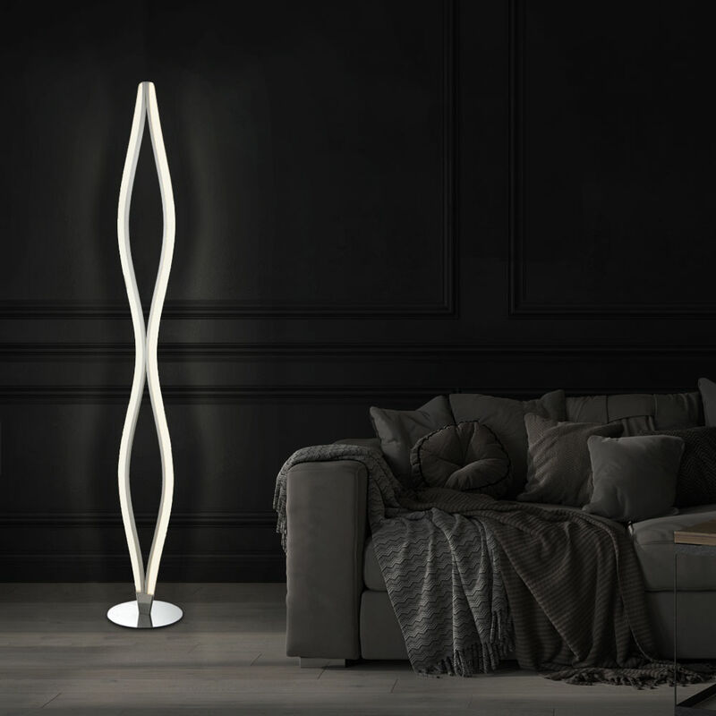 foto del prodotto lampada da terra led design moderno soggiorno lampada da terra lampada da terra argento, interruttore curvo, 1x led 30,8w 2156lm bianco caldo, h