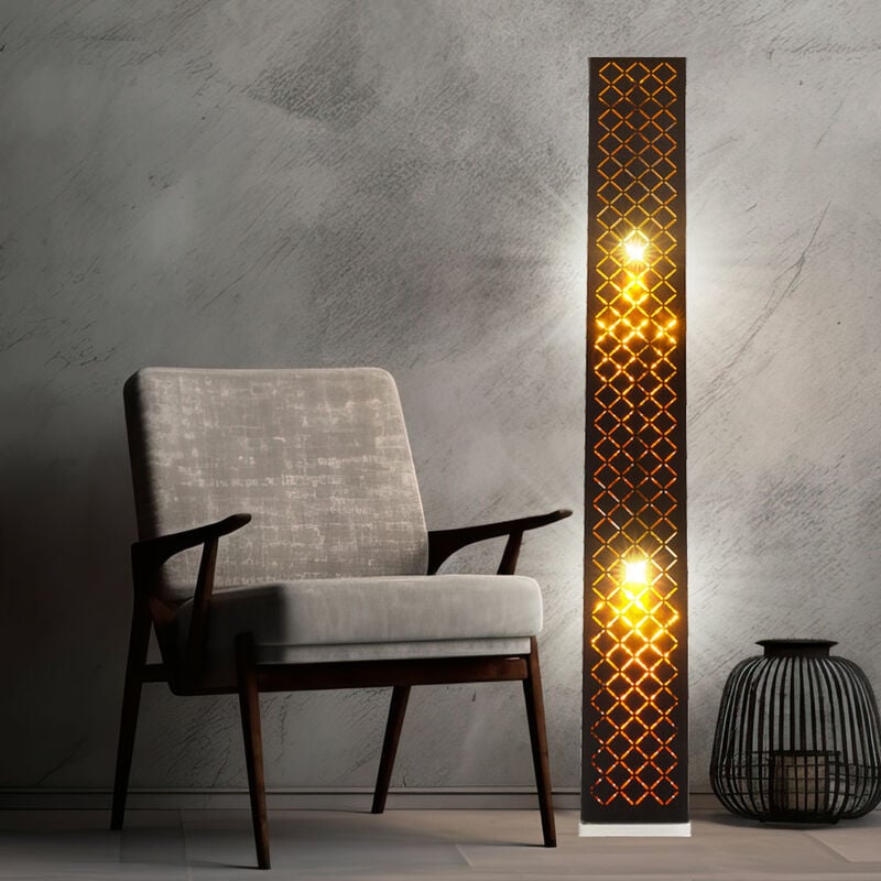 foto del prodotto lampada da terra led in tessuto lampada da terra design nero soggiorno con paralume in tessuto foglia oro, metallo argento, 7w806lm bianco caldo,