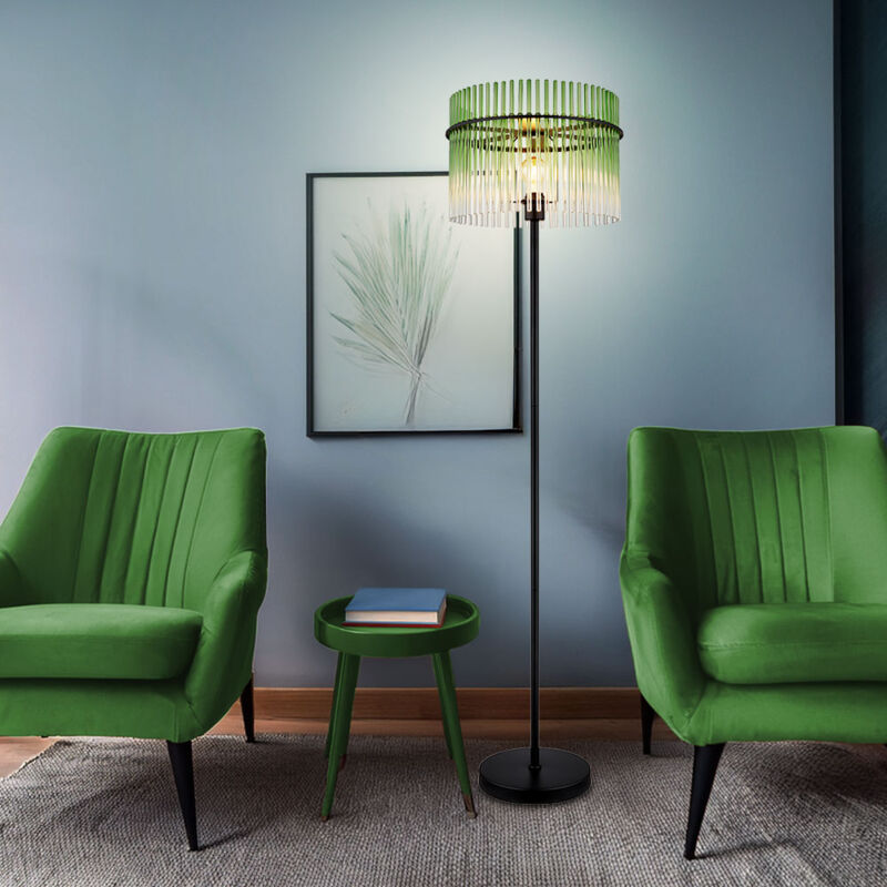 foto del prodotto lampada da terra led lampada da terra proiettore da soffitto lampada da soggiorno verde nero aste di vetro, metallo, 7w 806lm bianco caldo, dxh 38 x