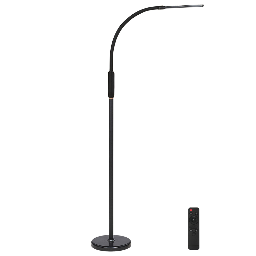 foto del prodotto lampada da terra led per ufficio in metallo nero e materiale sintetico interruttore a sfioramento stile moderno industriale