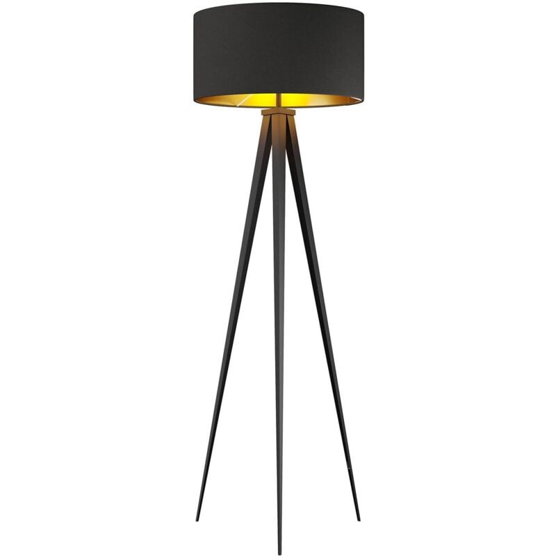 foto del prodotto lampada da terra lindby benik, treppiede, tessuto, nero oro, 153 cm