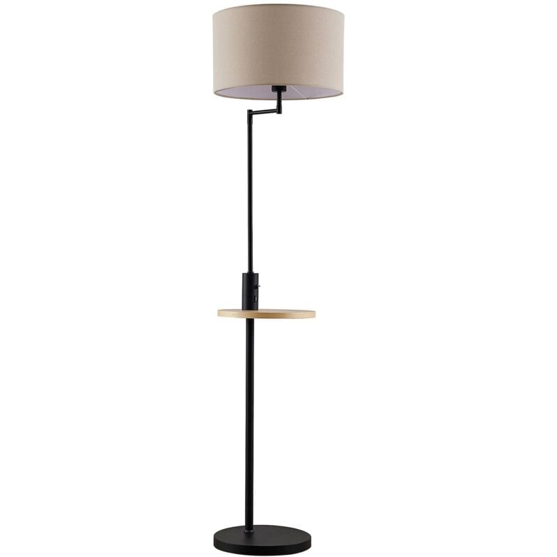 foto del prodotto lampada da terra lindby zinia, nera, ripiano, connessione usb