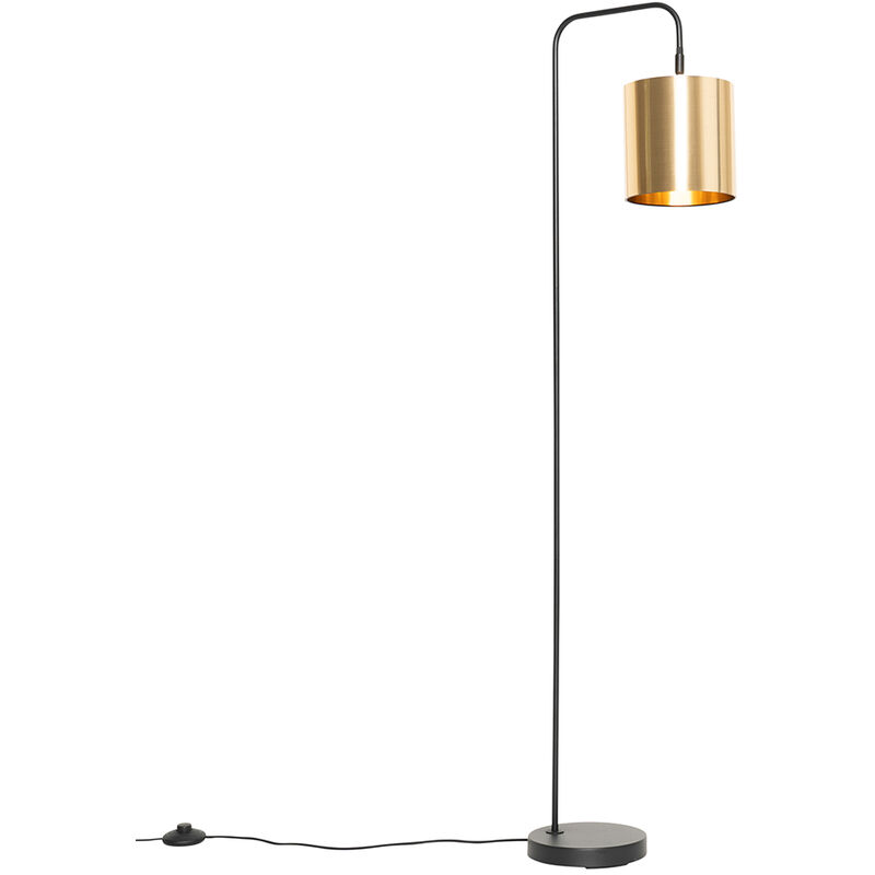 foto del prodotto lampada da terra lofty moderno acciaio nero oro ottone oblungo tondo max. 1 x watt qazqa
