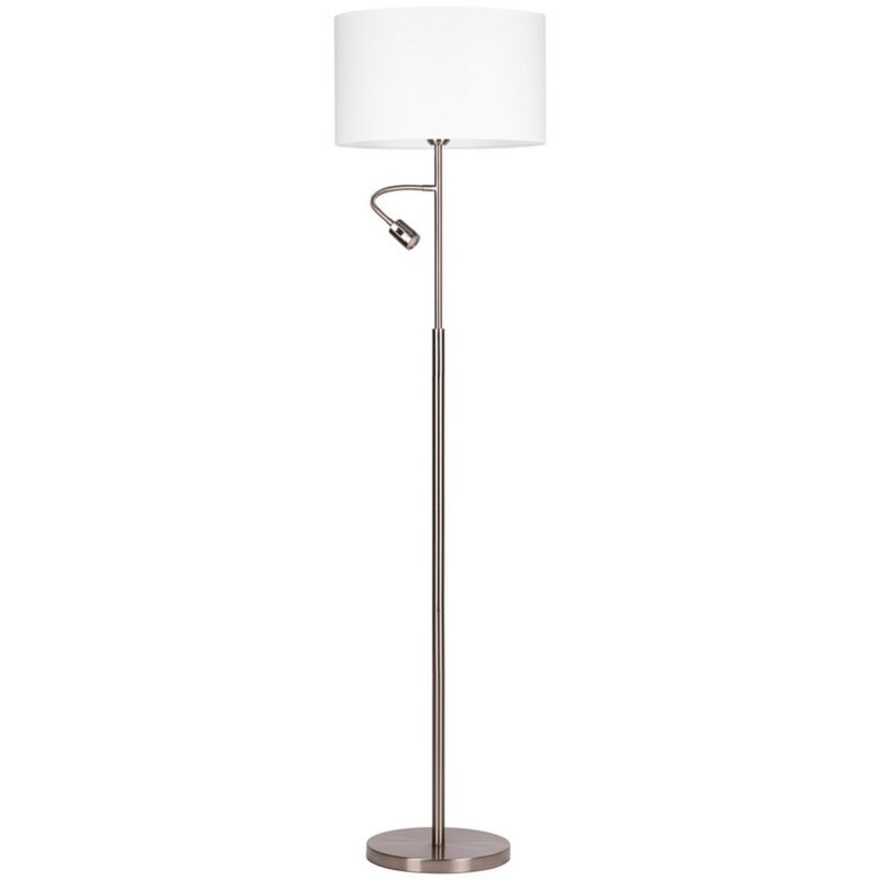 foto del prodotto lampada da terra lorenzo, metallo, tessuto, argento, bianco, 40x40x160 cm
