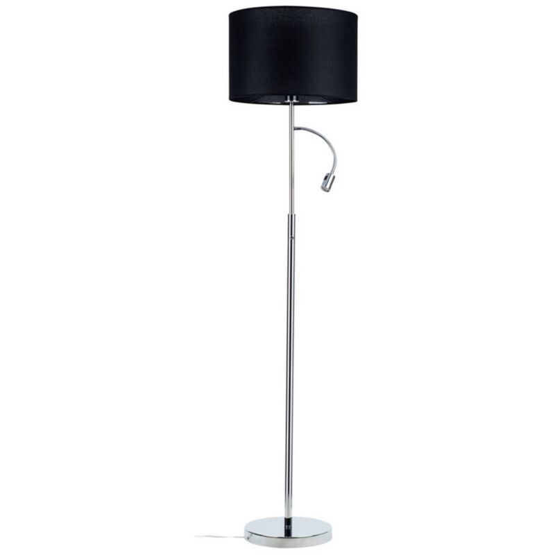 foto del prodotto lampada da terra lorenzo, metallo, tessuto, argento, nero, 40x40x160 cm