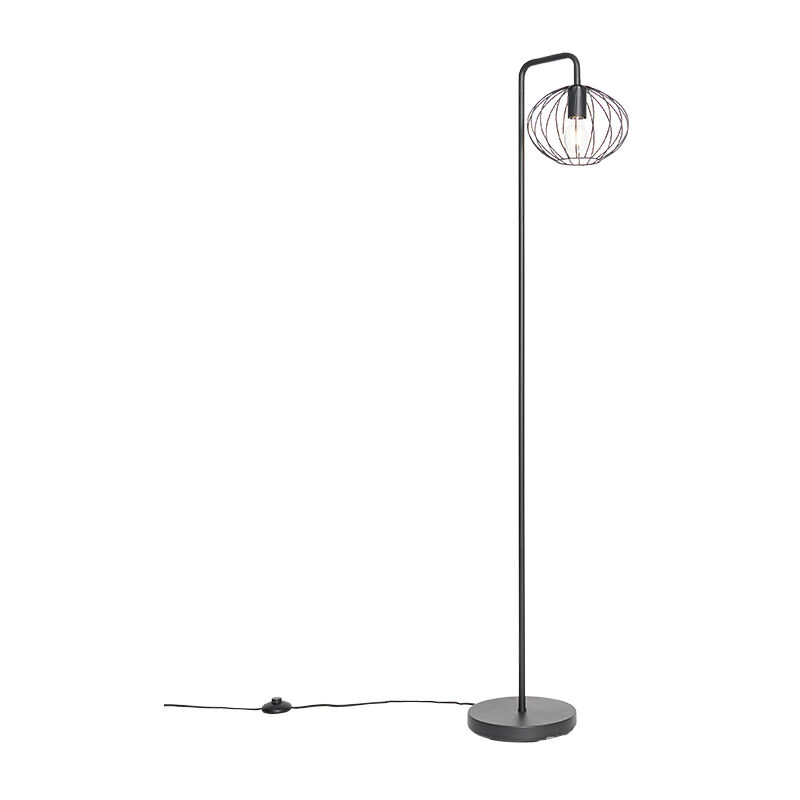 foto del prodotto lampada da terra margarita design acciaio nero tondo max. 1 x watt qazqa