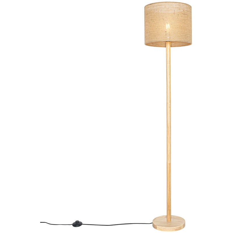 foto del prodotto lampada da terra mels rustico legno,lino legno tondo max. 1 x watt qazqa